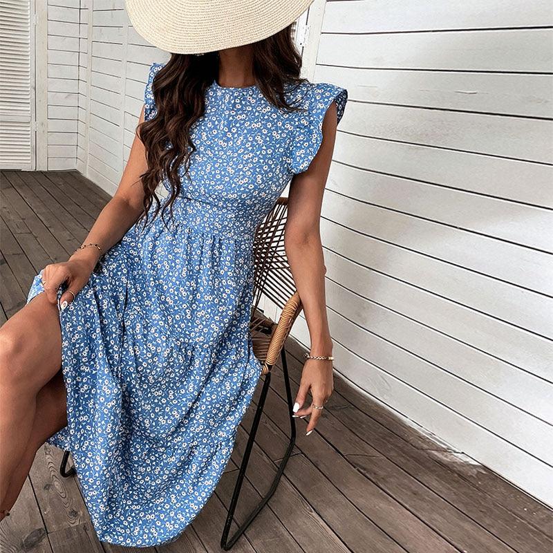 Retro Bohemian Floral Dress - Top Boho
