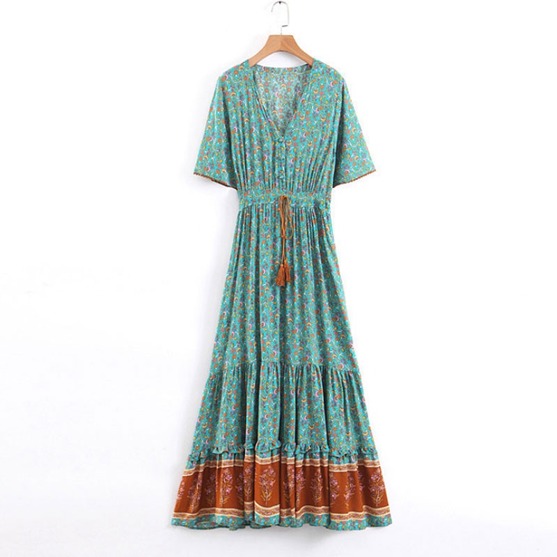 Boho Floral Print Maxi Dress