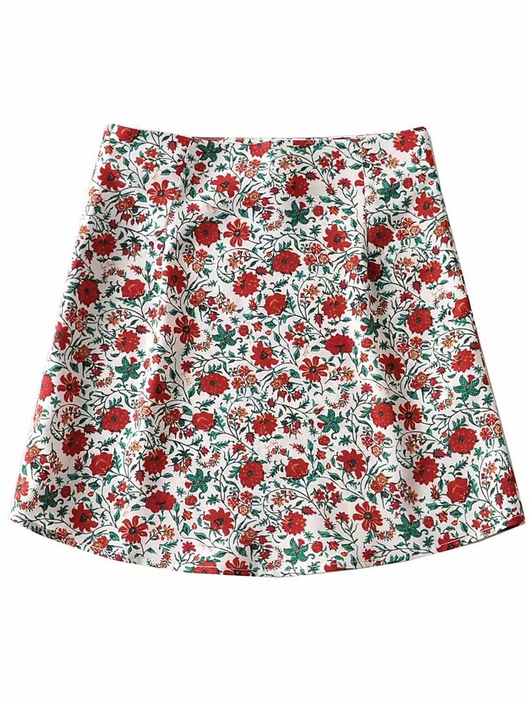 Boho Floral Print Mini Skirt