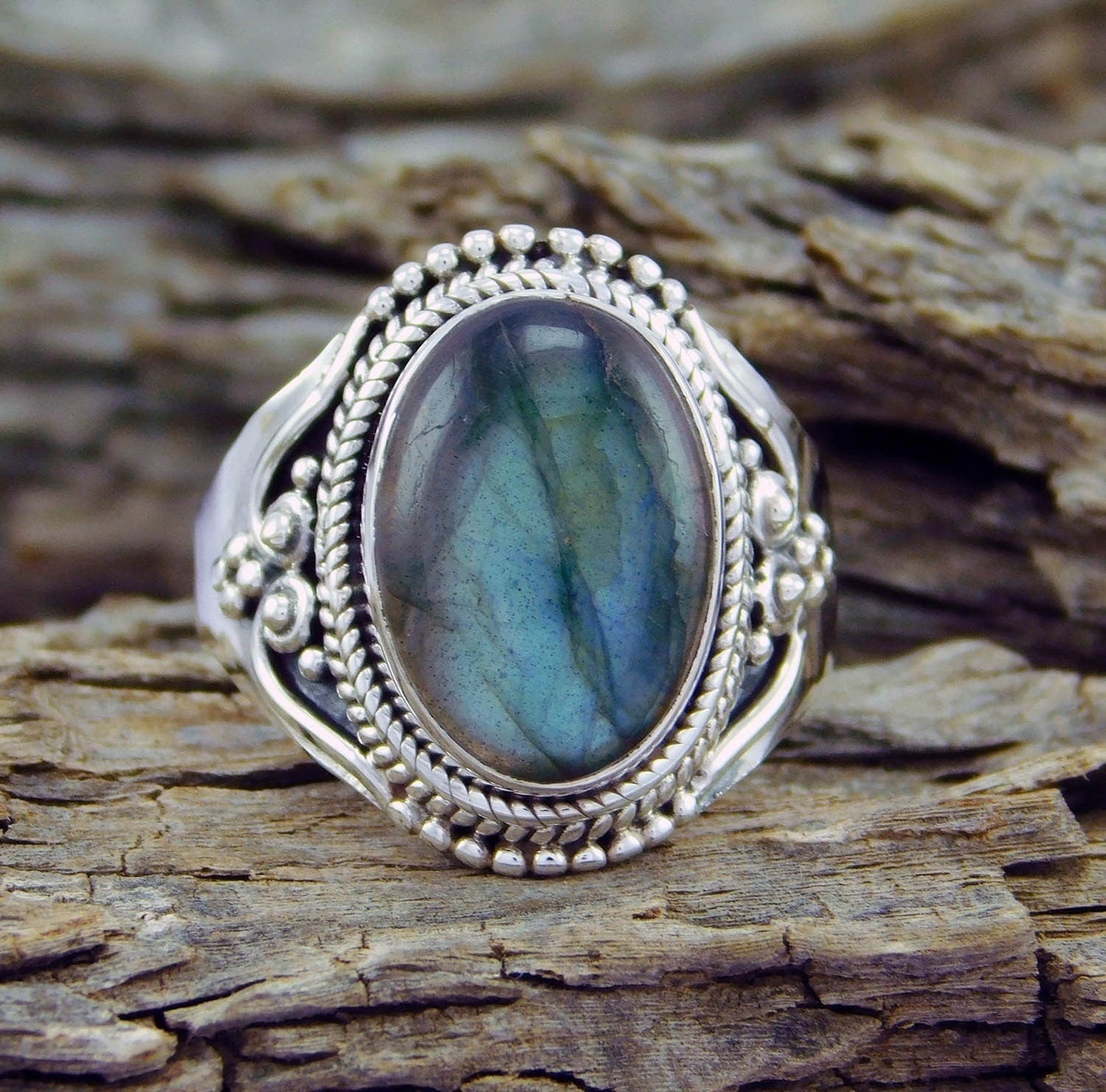 Boho Moonstone Healing Crystal Ring