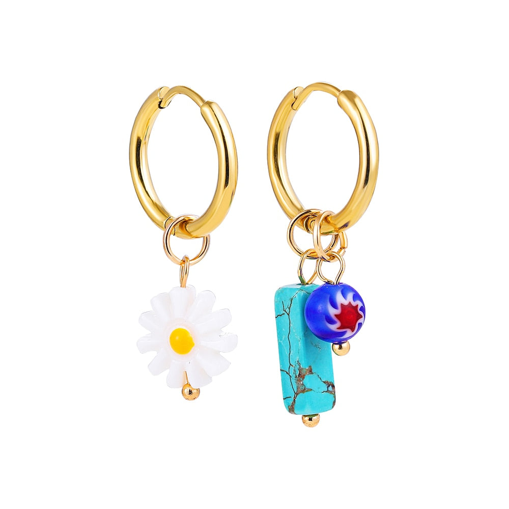 Boho Handmade Natural Stone Charm Earrings