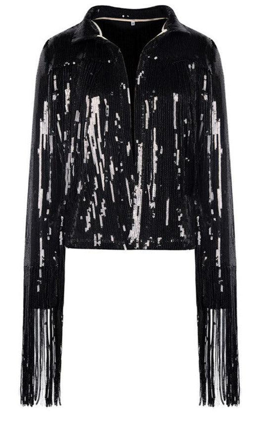 Tassel Sequin Jacket - Top Boho