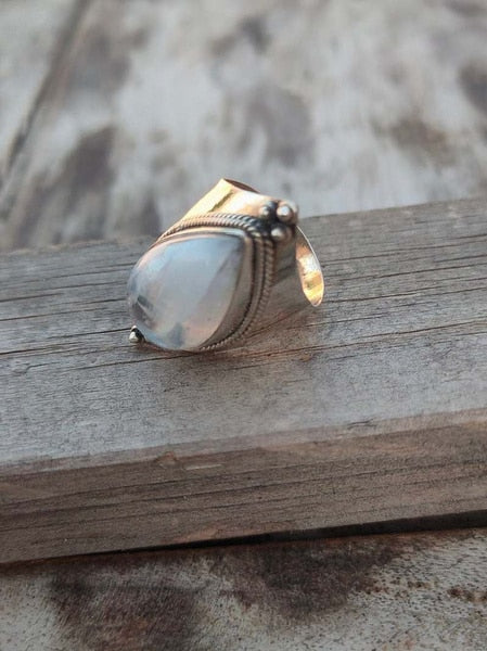 Boho Moonstone Healing Crystal Ring