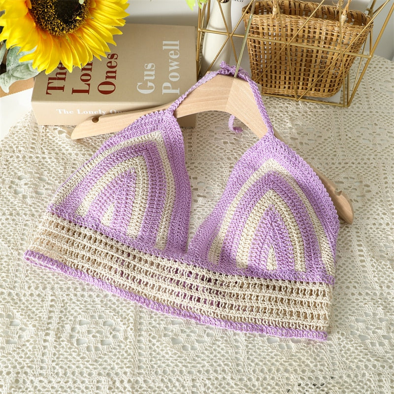 Crochet Tassel Halter Neck Crop Top - Top Boho