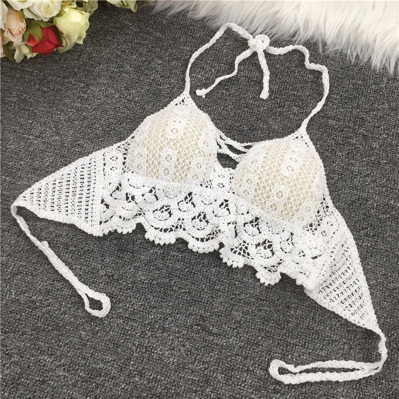 Crochet Tassel Halter Neck Crop Top - Top Boho