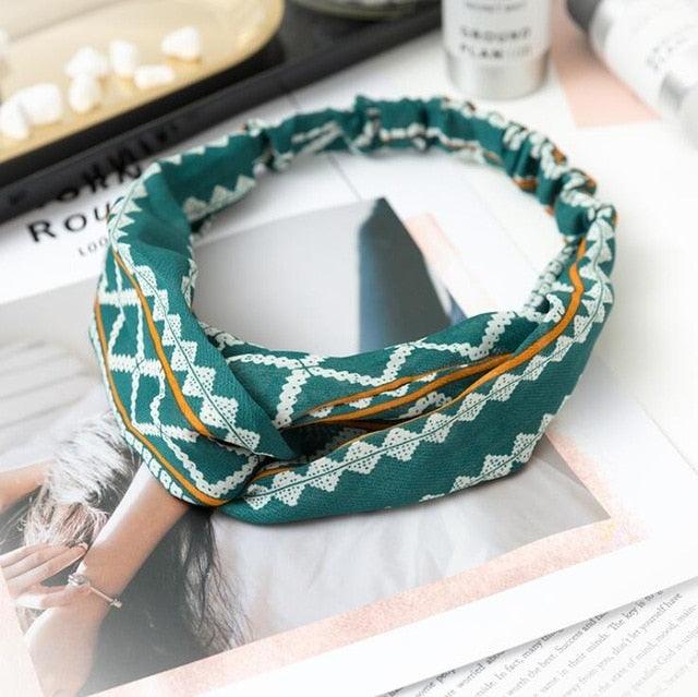 Boho Cross Knotted Bow Headband
