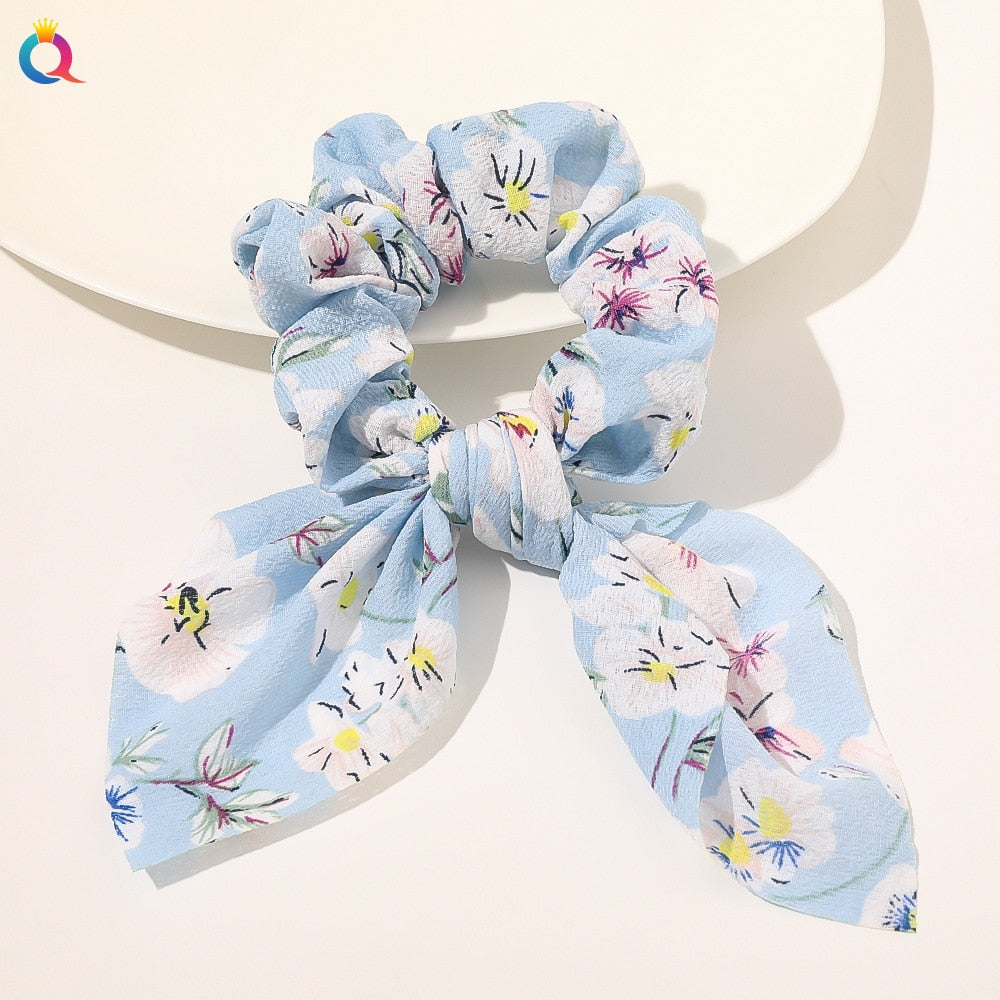 Boho Floral Bowknot Hair Ties