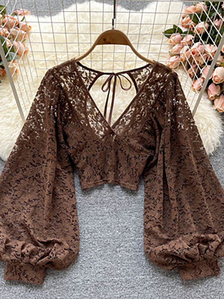 Boho Chic V-Neck Lace Blouse - Top Boho