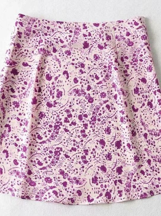 Boho Floral Print Mini Skirt