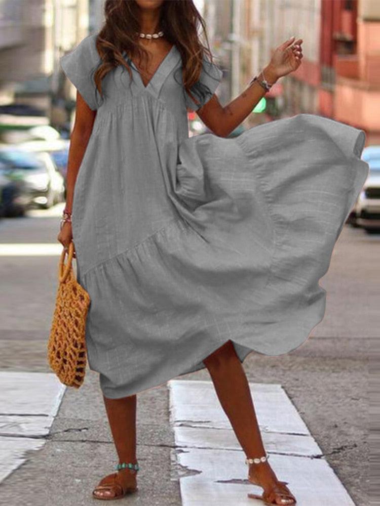Bohemian V-Neck Loose Dress Top Boho Bohemian V-Neck Loose Dress Top Boho