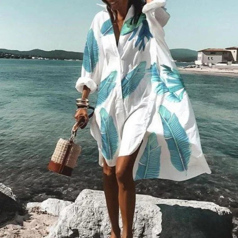 Bohemian long Sleeve Loose Summer Dress - Top Boho