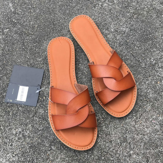 Faux Leather Interlocking Sandals - Top Boho