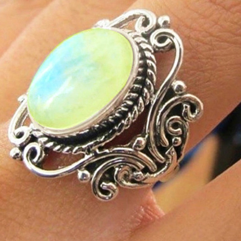 Boho Moonstone Healing Crystal Ring