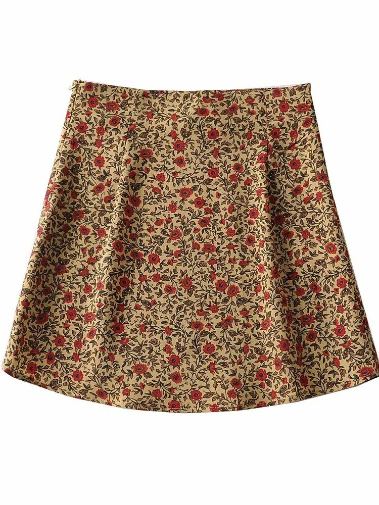 Boho Floral Print Mini Skirt