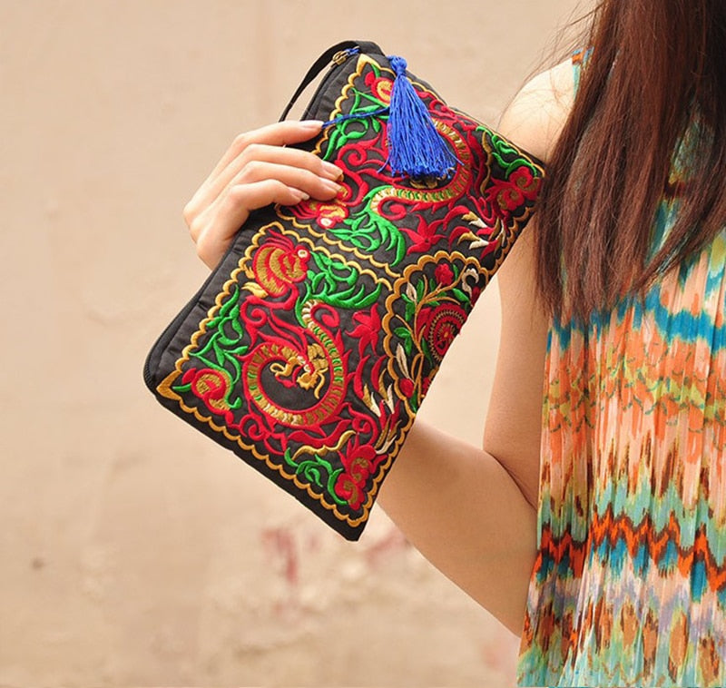 Boho Embroidered Pattern Clutch