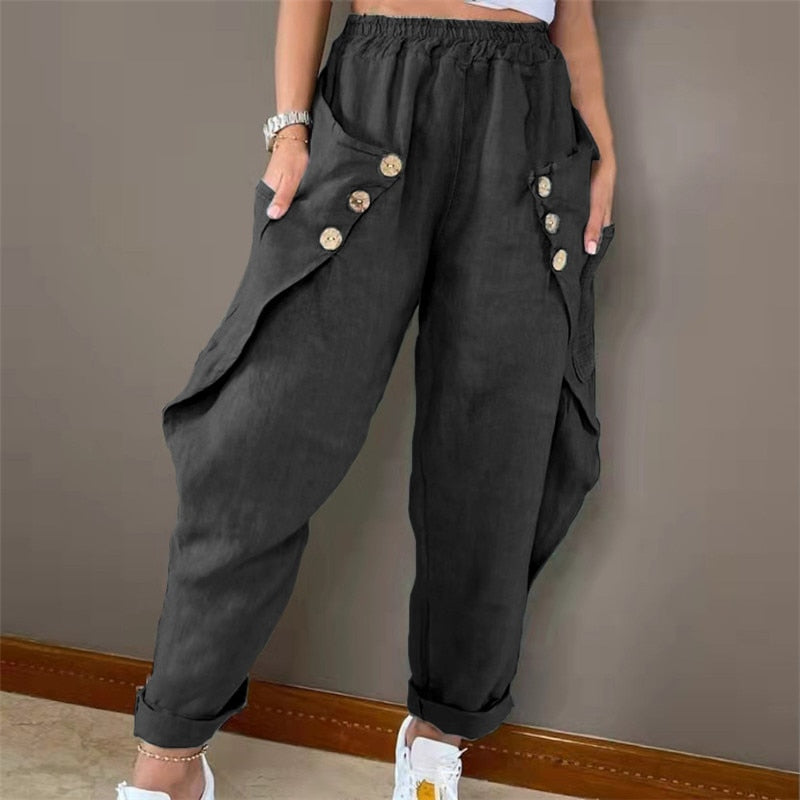 Boho Harem Pants with Buttons