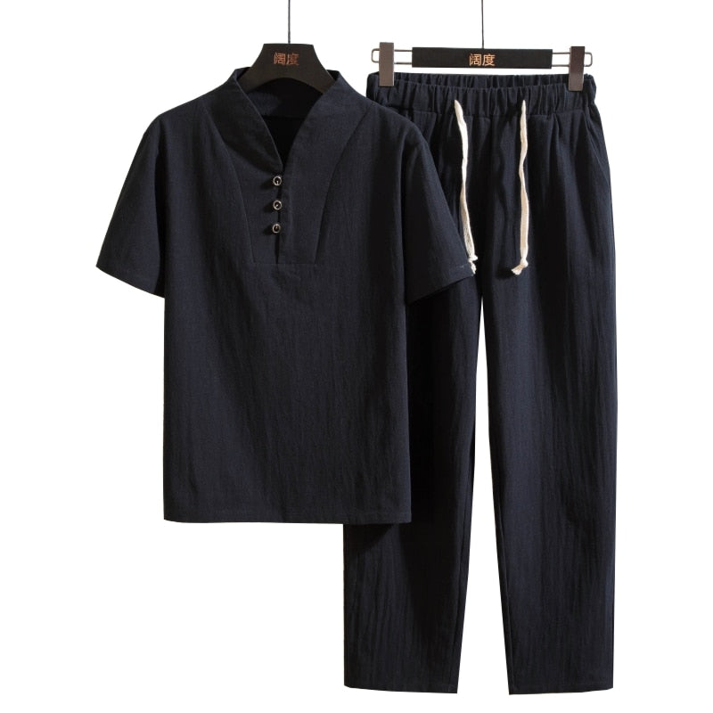 Cotton Short Sleeve Shirt & Pant Set