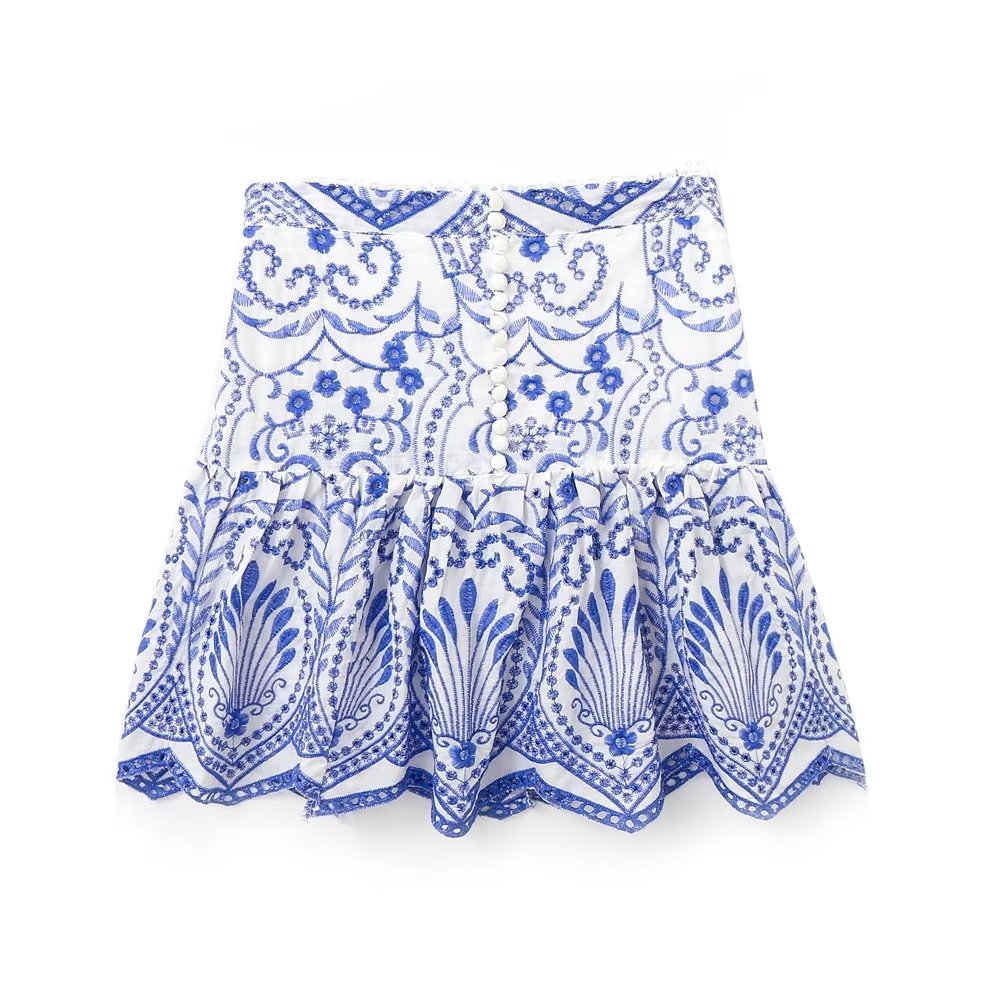 Boho Flower Pleat Ruffles Skirt