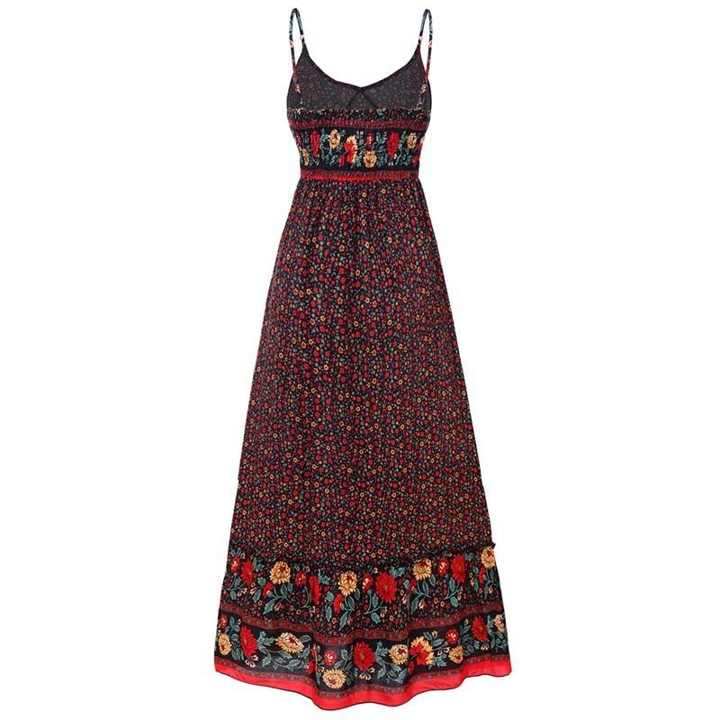 Boho Floral Spaghetti Strap Dress - Top Boho