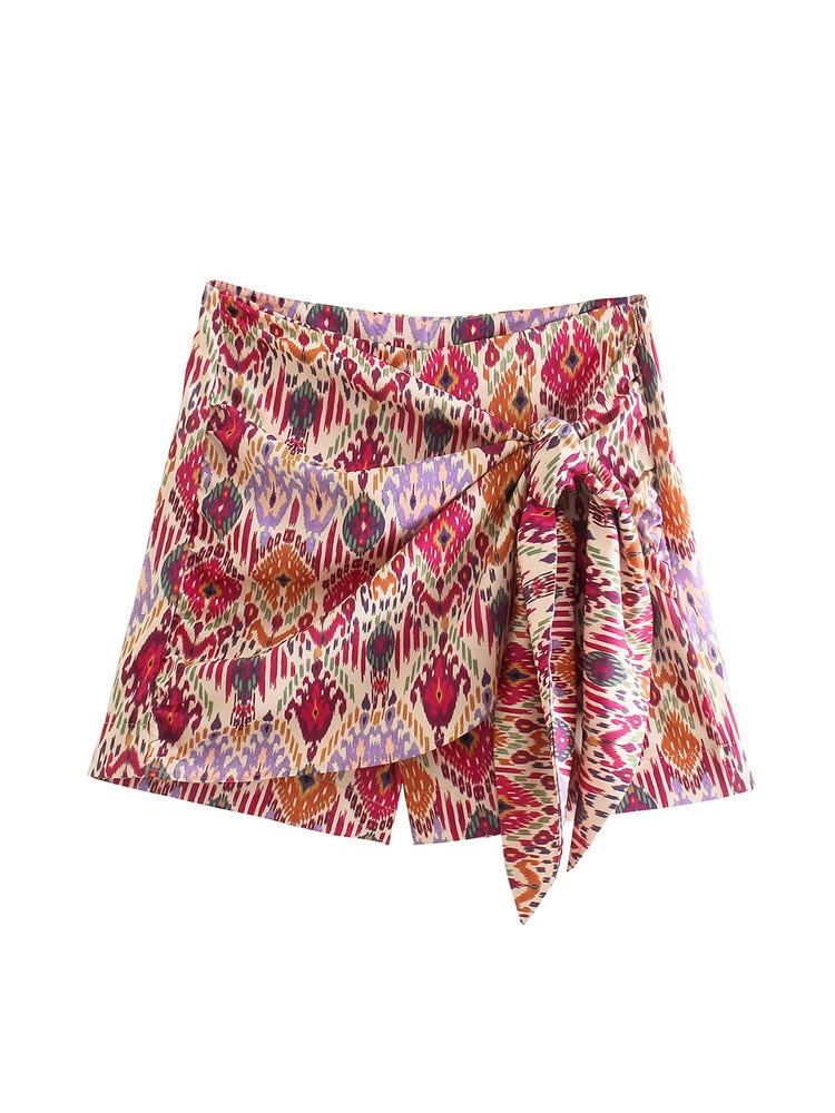 Boho Knotted Totem Print Skirt