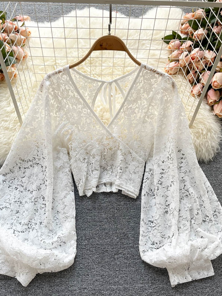 Boho Chic V-Neck Lace Blouse - Top Boho