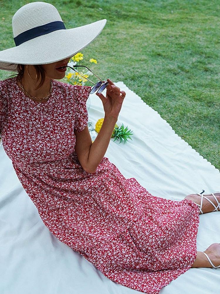 Retro Bohemian Floral Dress - Top Boho