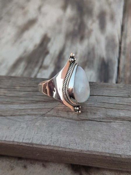 Boho Moonstone Healing Crystal Ring