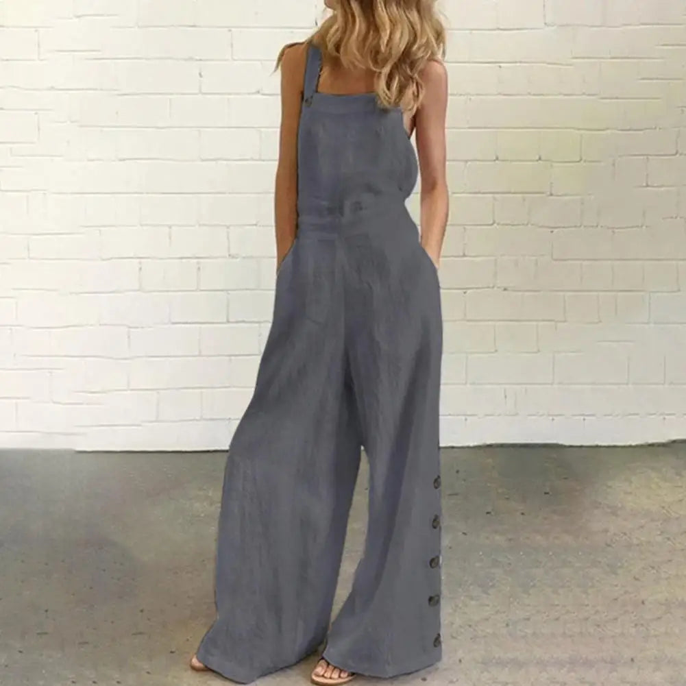 Boho Chic Cotton Jumpsuit with Suspenders