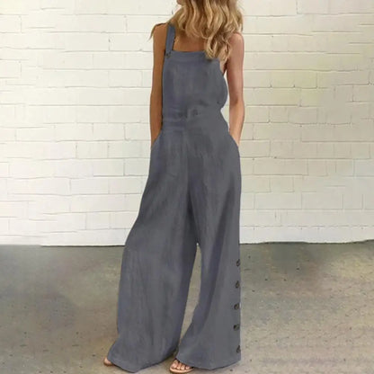 Boho Chic Cotton Jumpsuit with Suspenders