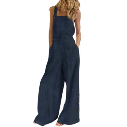 Boho Chic Cotton Jumpsuit with Suspenders