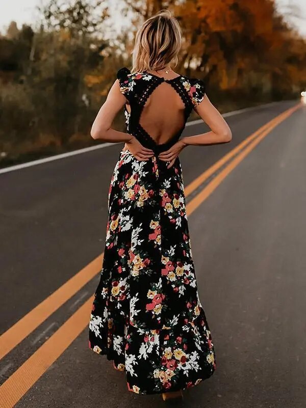Bohemian Floral Elegant Maxi Dress - Top Boho