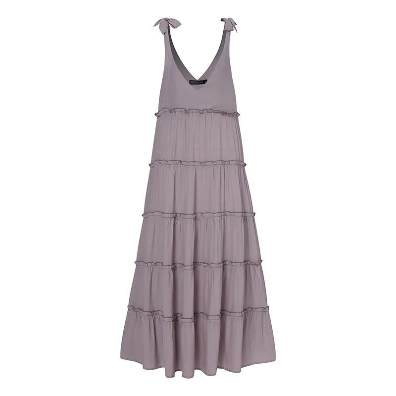 Boho Chic Ruffle Maxi Dress