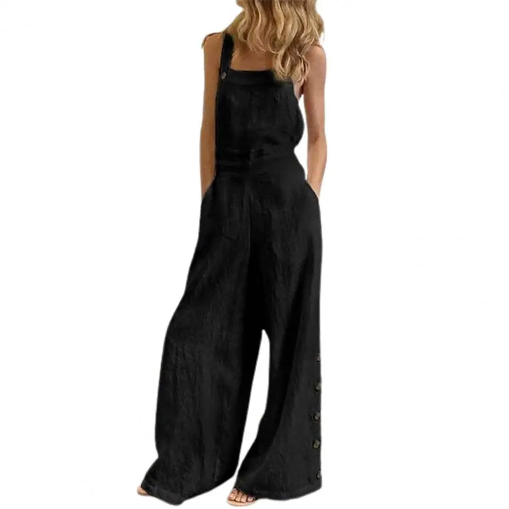 Boho Chic Cotton Jumpsuit with Suspenders