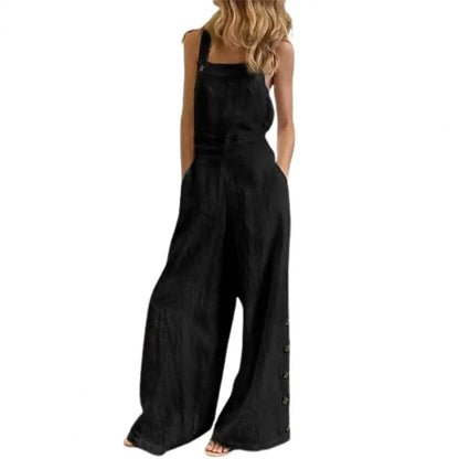 Boho Chic Cotton Jumpsuit with Suspenders