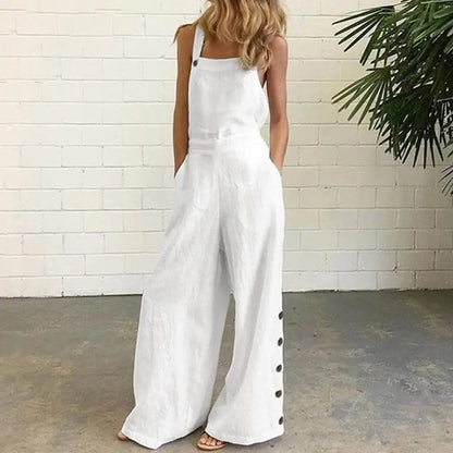 Boho Chic Cotton Jumpsuit with Suspenders