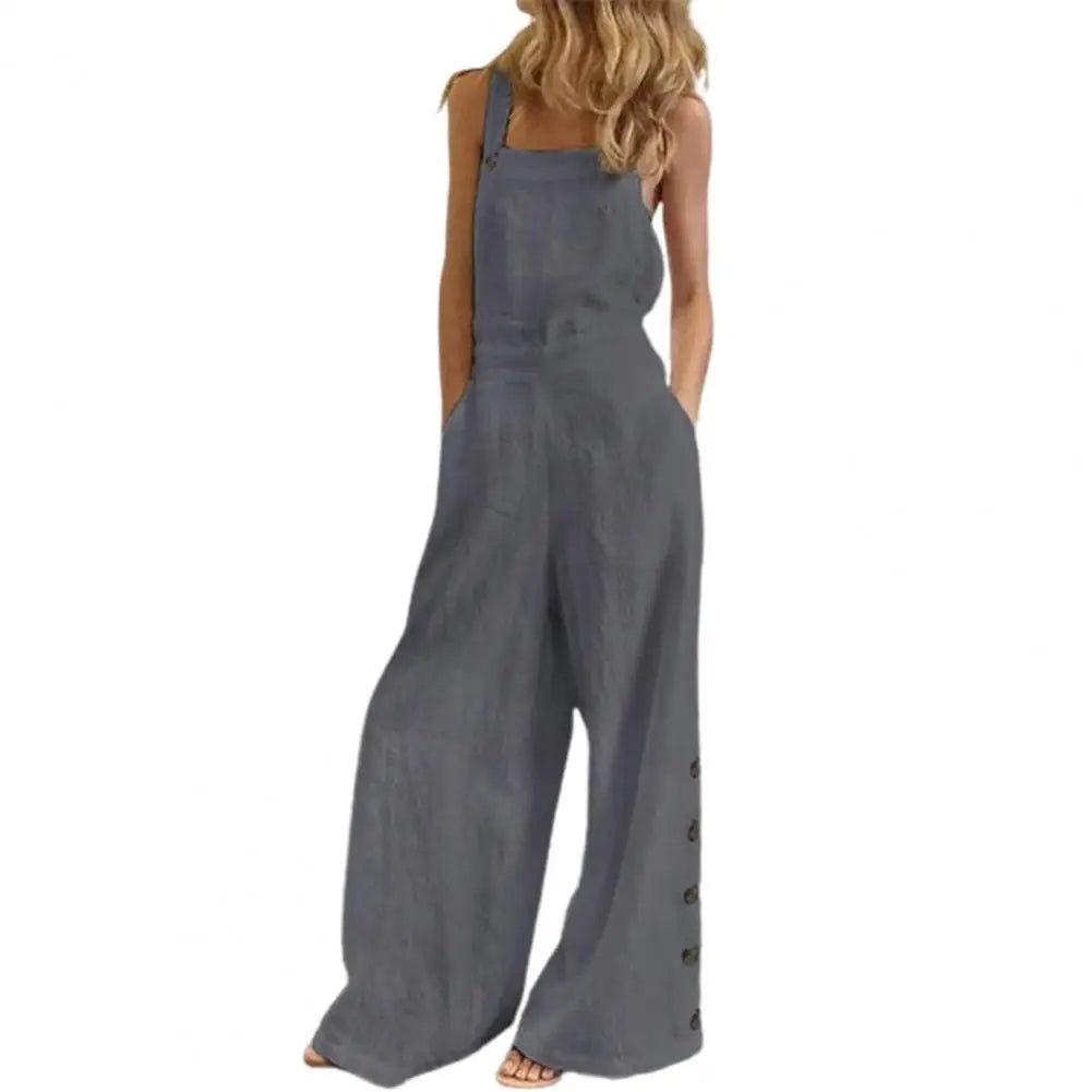 Boho Chic Cotton Jumpsuit with Suspenders