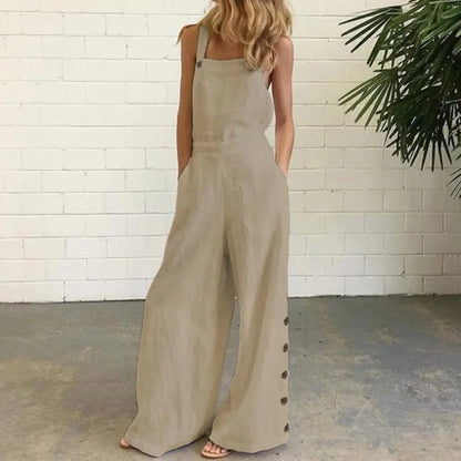 Boho Chic Cotton Jumpsuit with Suspenders