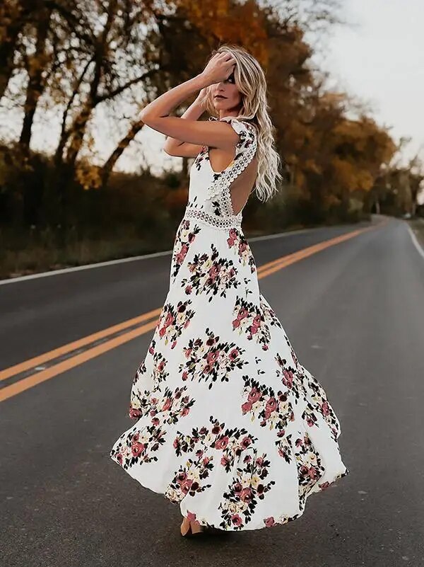 Bohemian Floral Elegant Maxi Dress - Top Boho