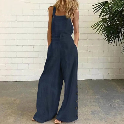 Boho Chic Cotton Jumpsuit with Suspenders