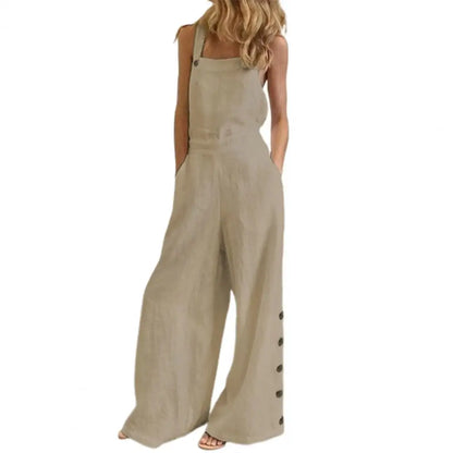 Boho Chic Cotton Jumpsuit with Suspenders