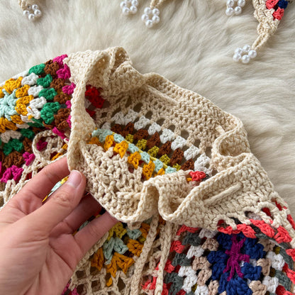 Bohemian Knitted Crochet and Skirt Set