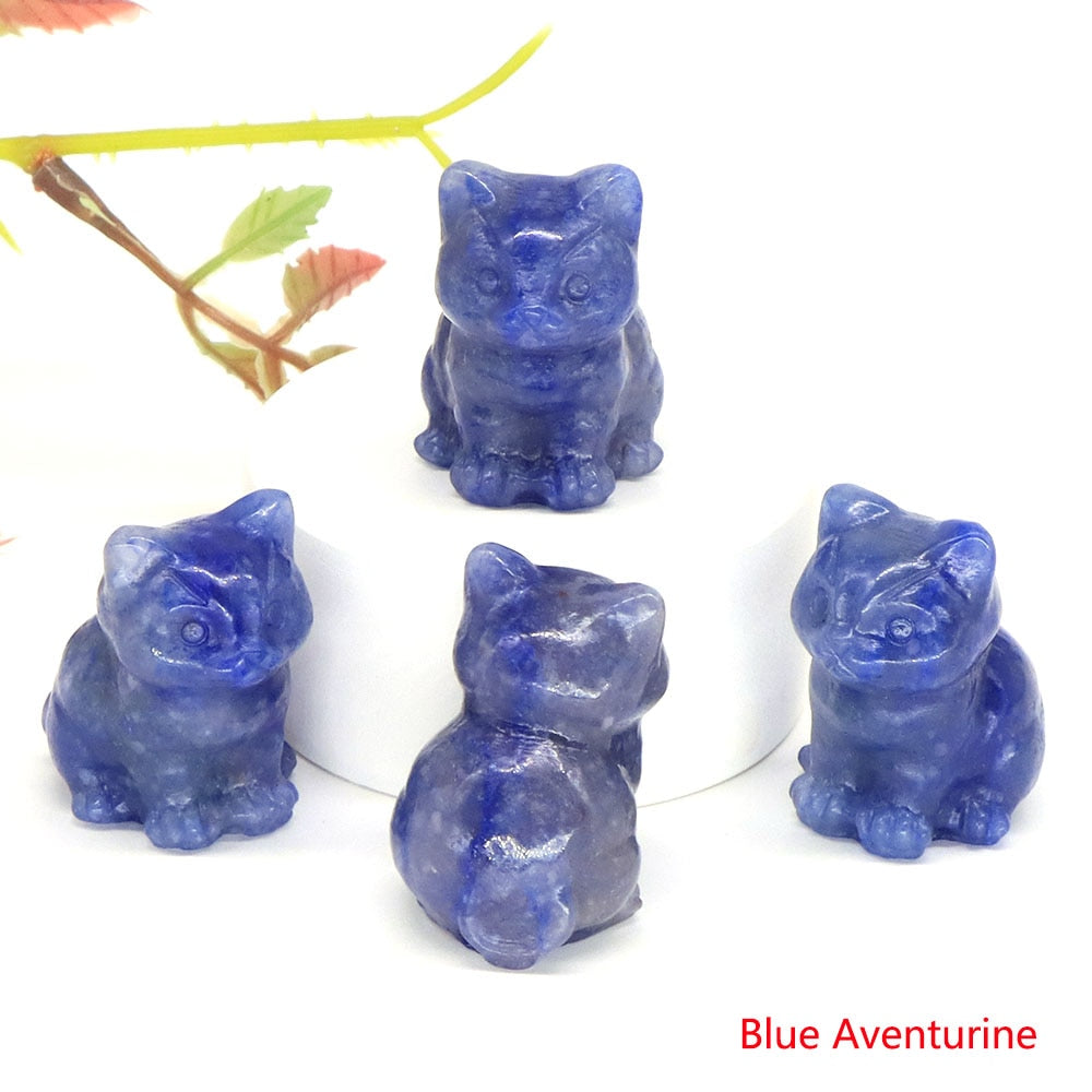 Healing Cat Crystal Stone Statue - Top Boho