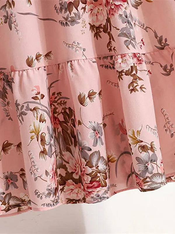 Bohemian Elegant Floral Printed Dress - Top Boho