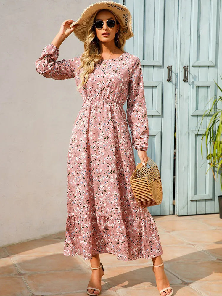 Bohemian Elegant Floral Printed Dress - Top Boho