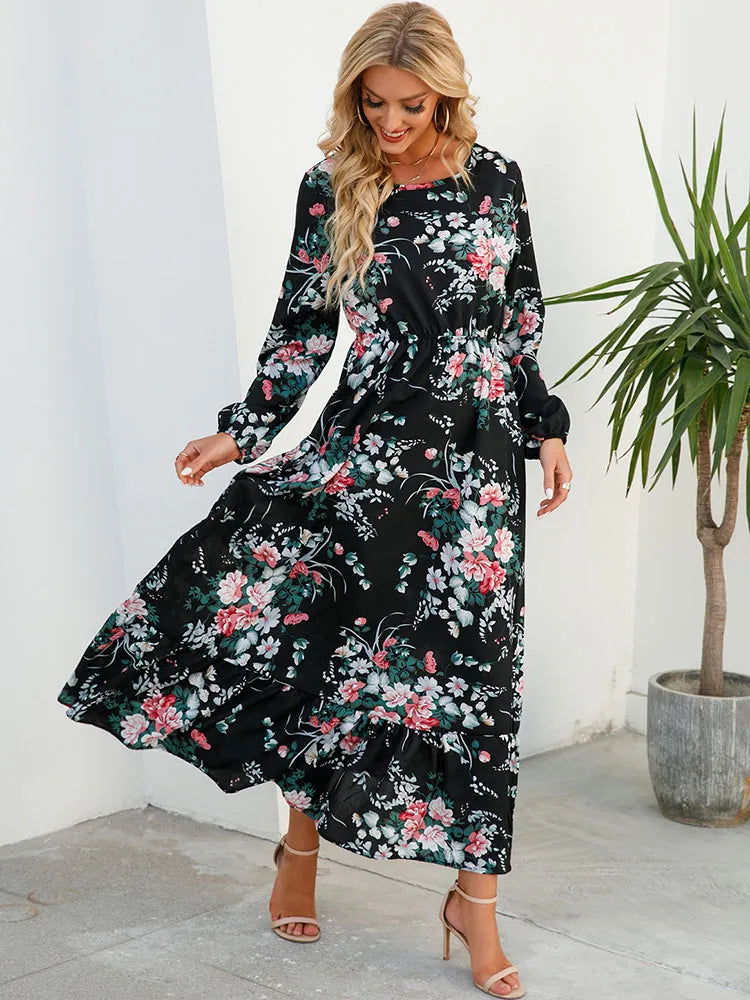 Bohemian Elegant Floral Printed Dress - Top Boho