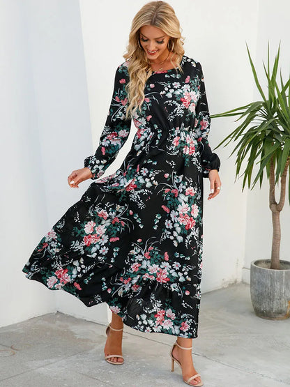 Bohemian Elegant Floral Printed Dress - Top Boho
