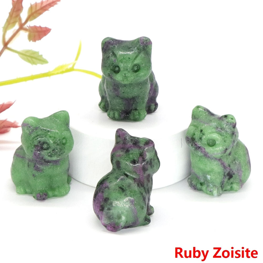 Healing Cat Crystal Stone Statue - Top Boho