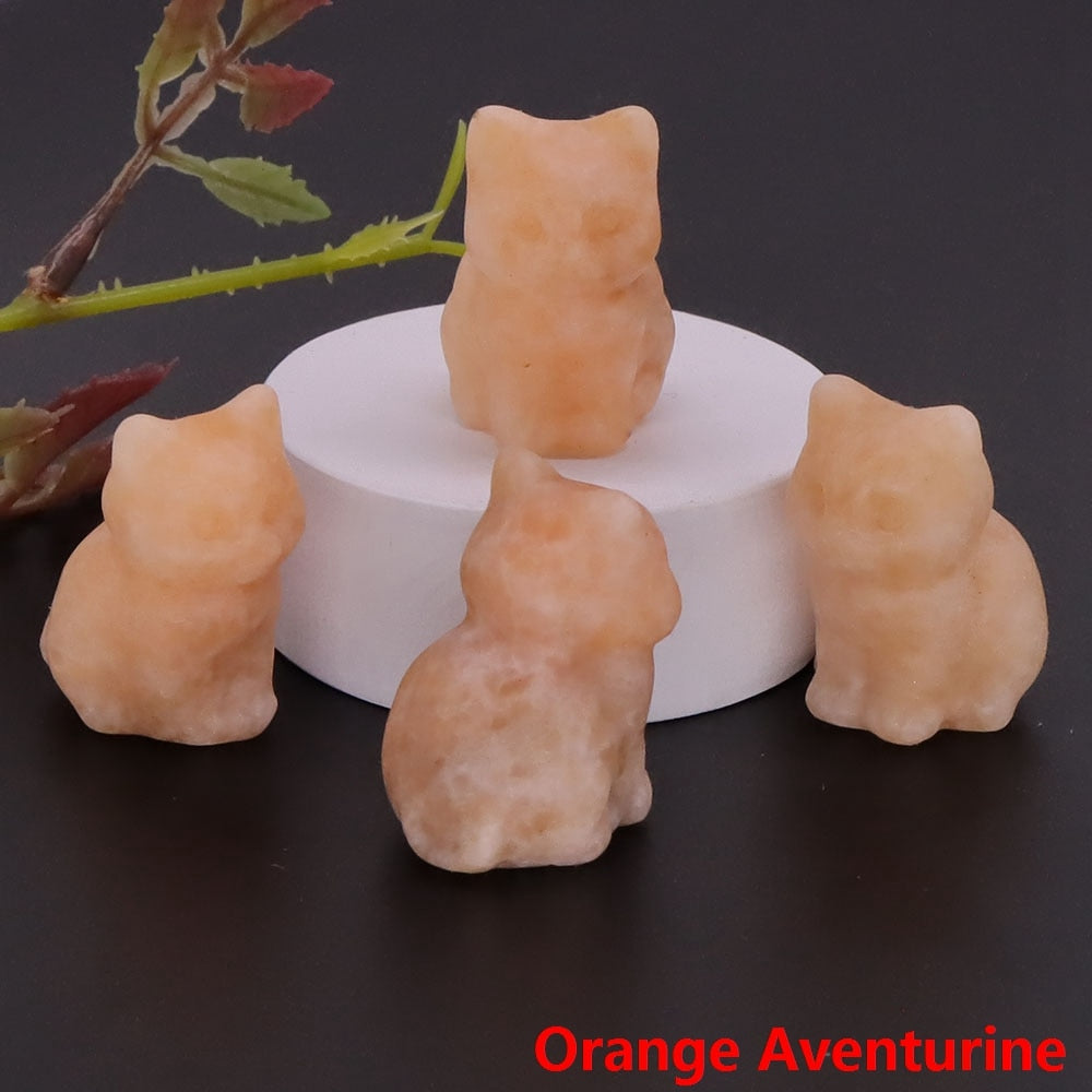 Healing Cat Crystal Stone Statue - Top Boho