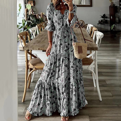 Bohemian Elegant Ruffle Maxi Dress