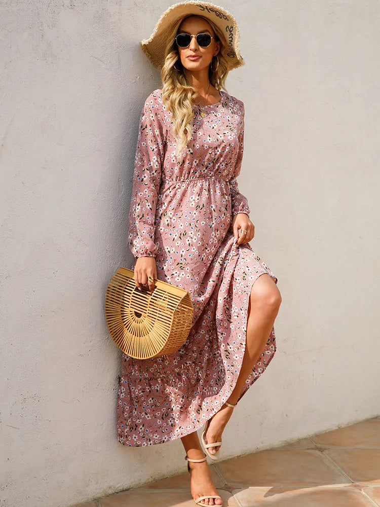 Bohemian Elegant Floral Printed Dress - Top Boho